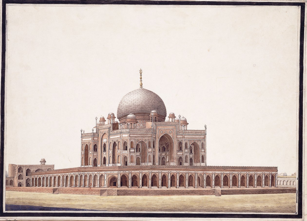 Le Tombeau de Humayun, vers 1820 - Agra School