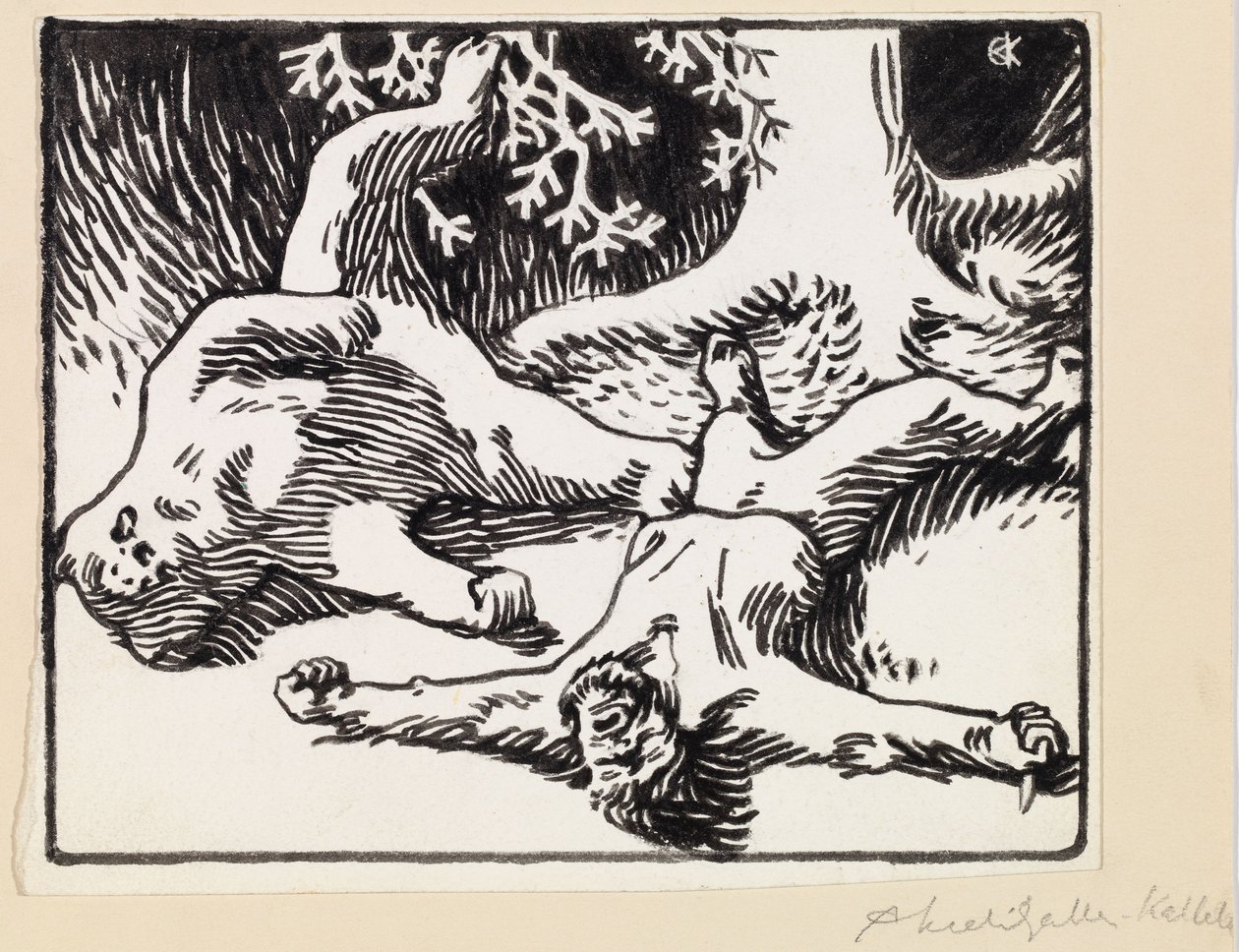 Homme et ours tués au combat - Akseli Gallen-Kallela