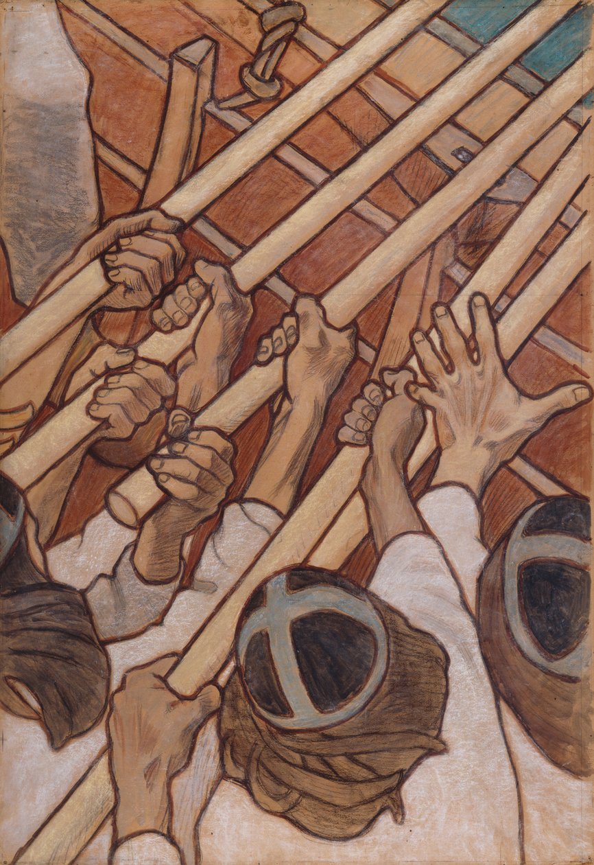 La défense du Sampo, esquisse pour les fresques de la coupole du pavillon finlandais à Paris - Akseli Gallen-Kallela