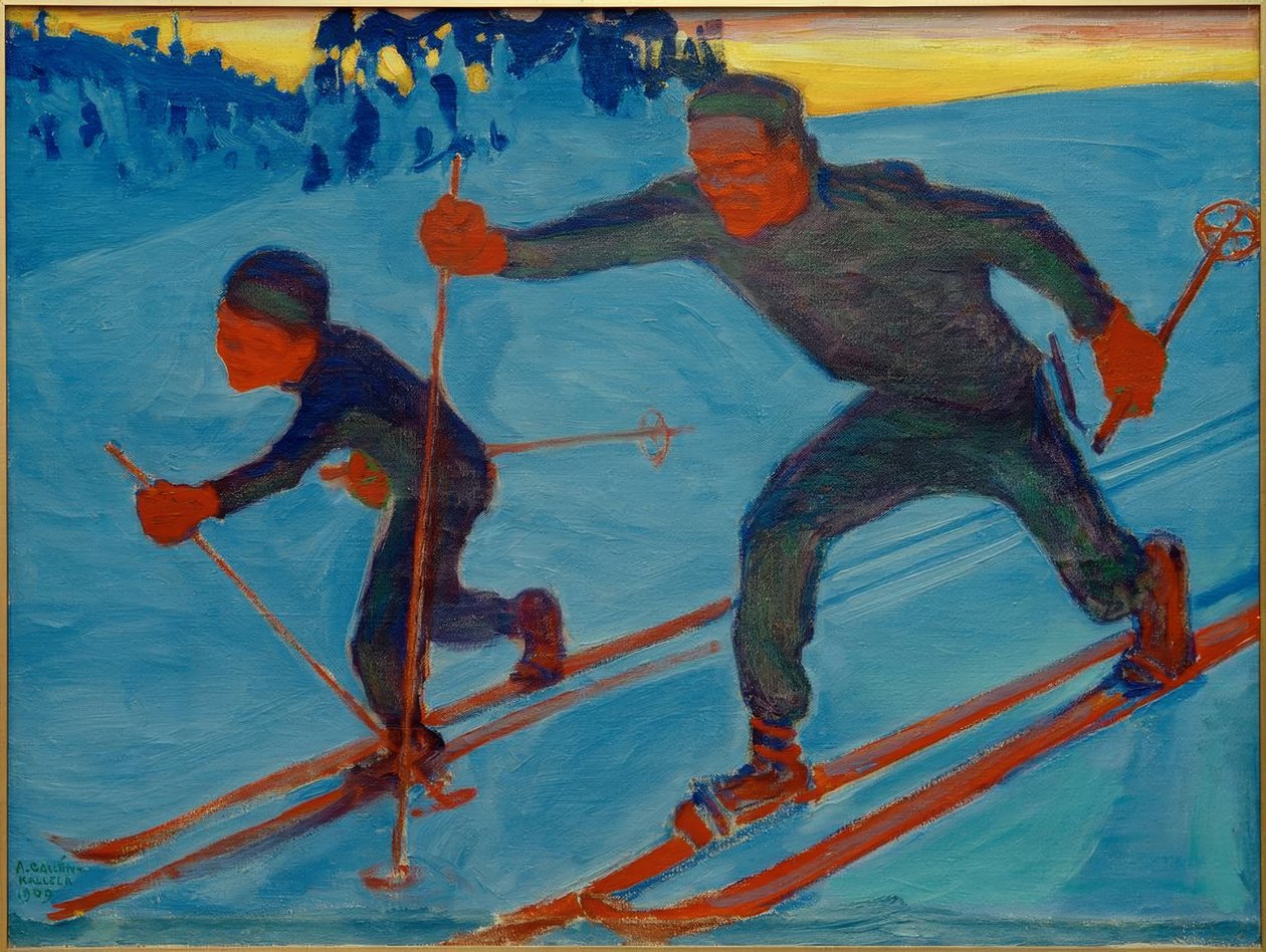 Akseli et Jorma en ski - Akseli Valdemar Gallen Kallela
