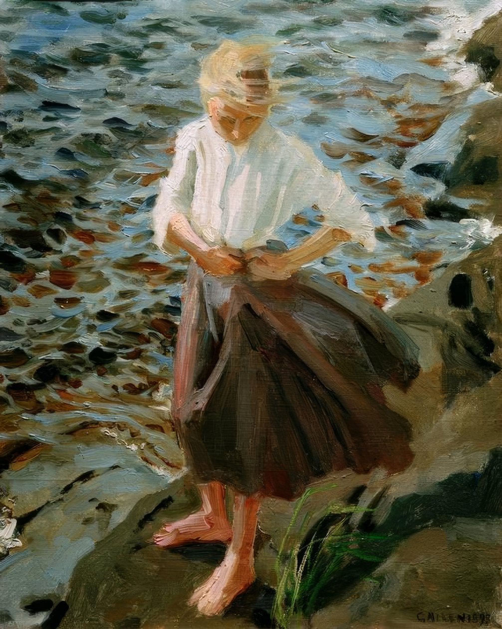 Fille dans le vent - Akseli Valdemar Gallen Kallela