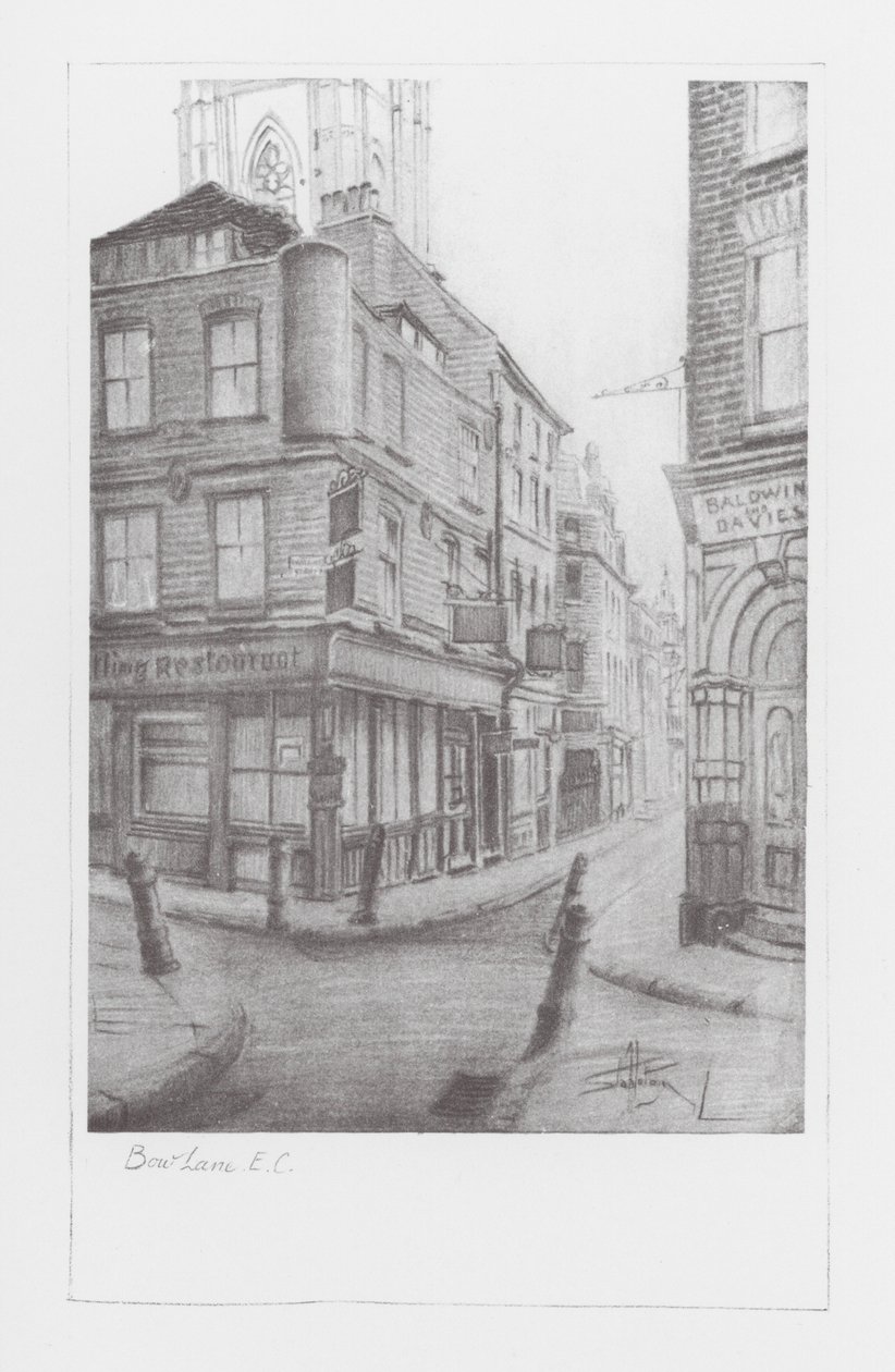 Ruelles de Londres : Bow Lane (lithographie) - Alan Stapleton