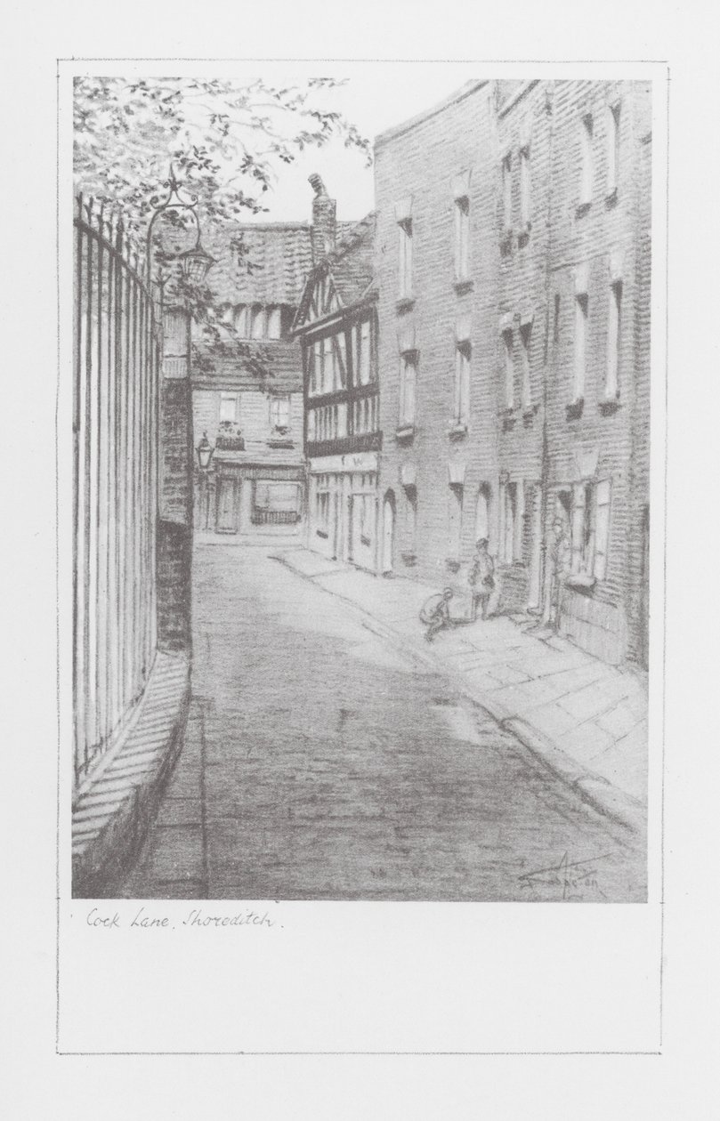 Ruelles de Londres : Cock Lane, Shoreditch (lithographie) - Alan Stapleton