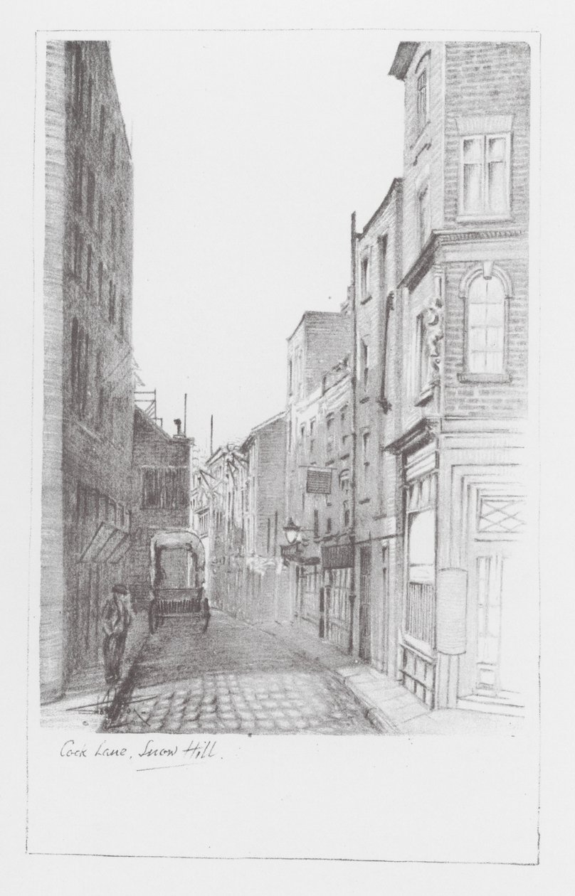 Ruelles de Londres : Cock Lane, Snow Hill (litho) - Alan Stapleton