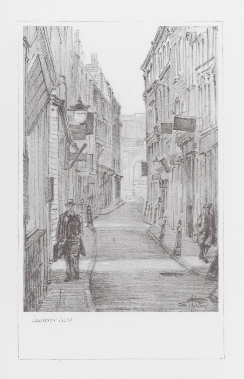 Ruelles de Londres : Lawrence Lane (litho) - Alan Stapleton