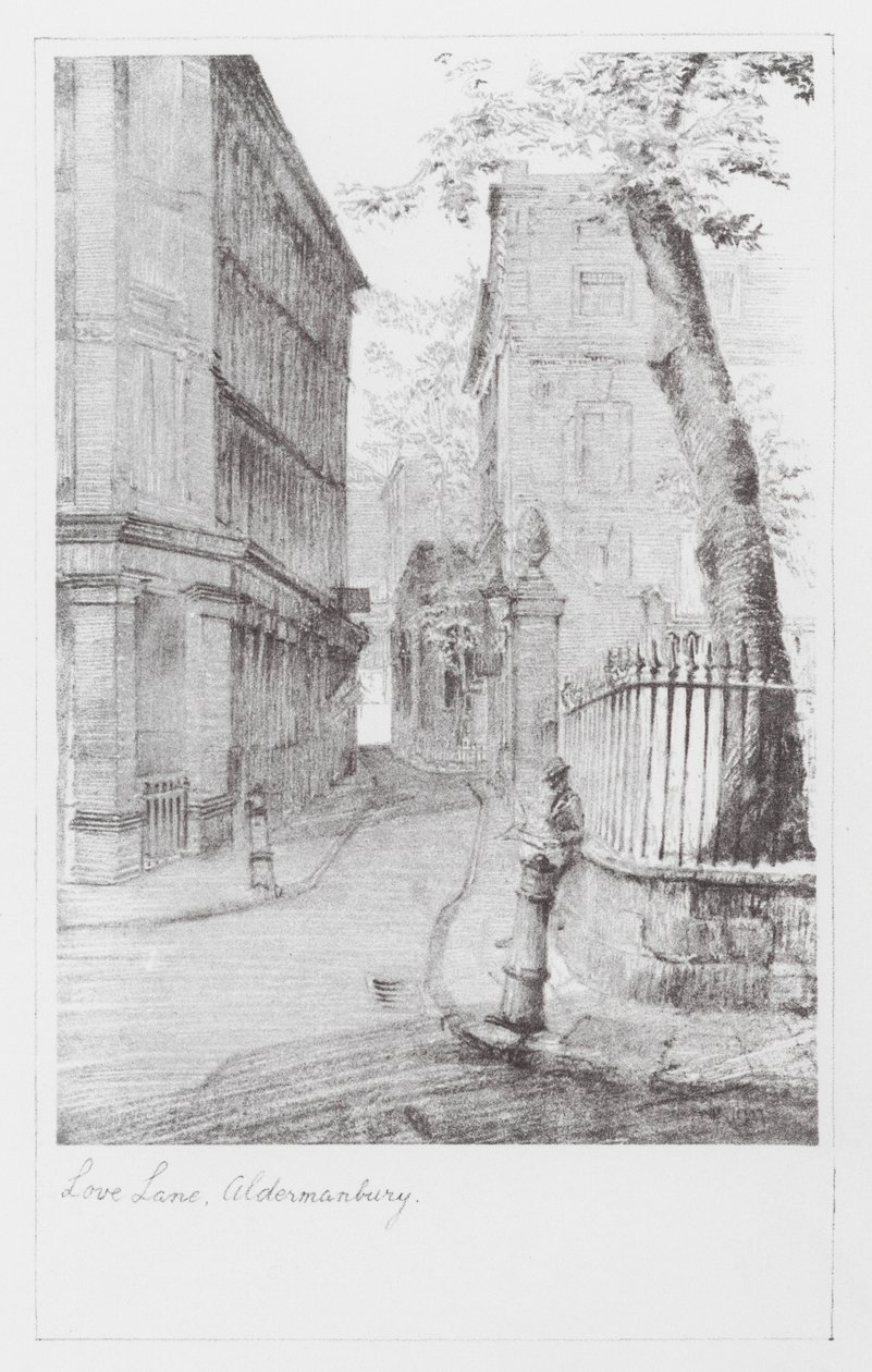 Ruelles de Londres : Love Lane, Aldermanbury (lithographie) - Alan Stapleton