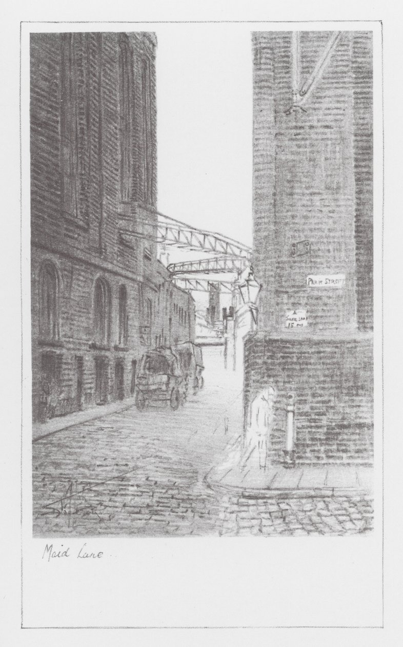 Ruelles de Londres : Maid Lane (litho) - Alan Stapleton