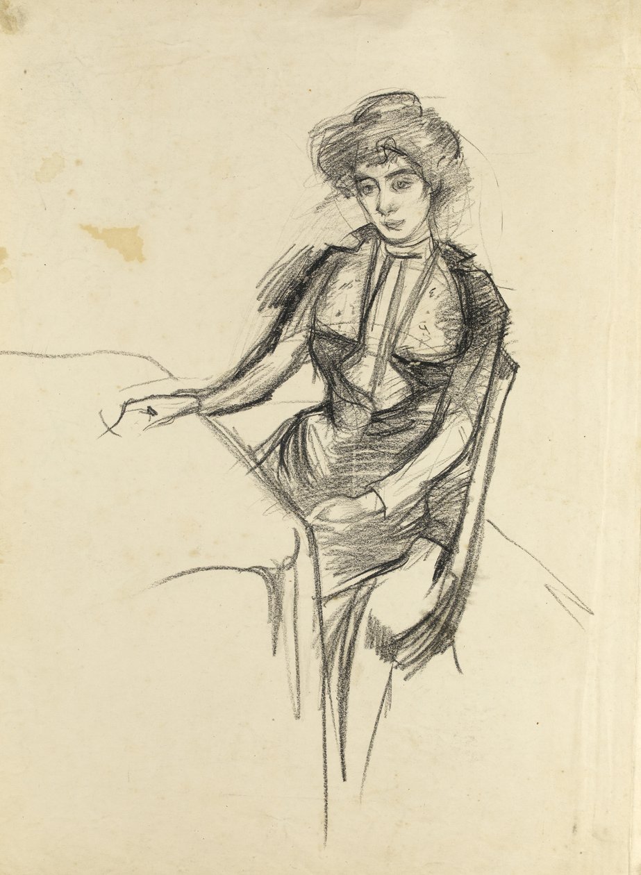 Femme assise à une table, vers 1900 - Albert de Belleroche