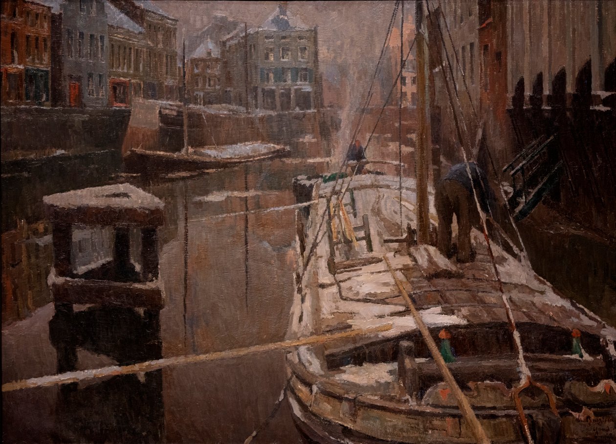 Barges dans la neige - Albert Baertsoen