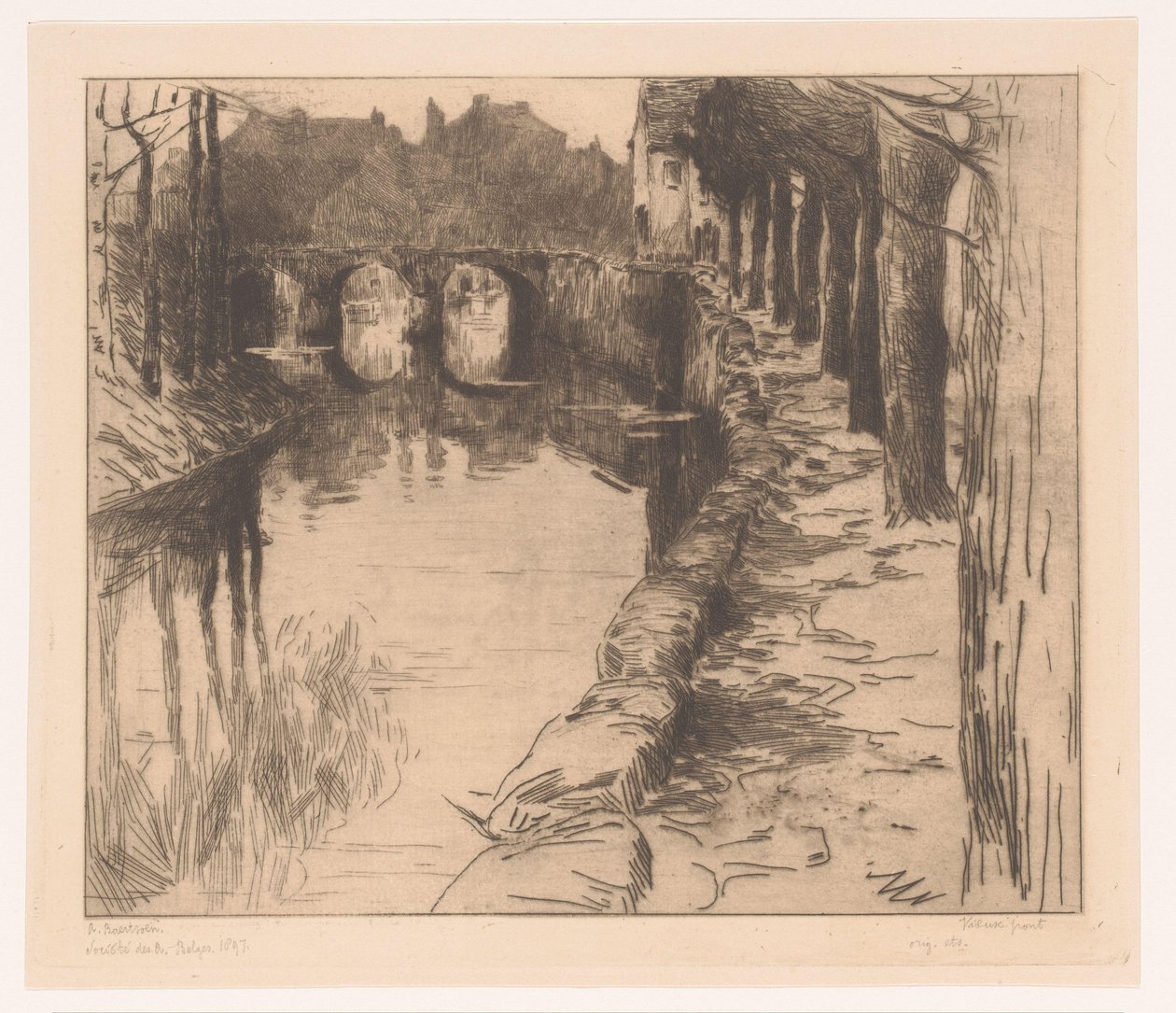Vieux pont sur un canal à Dixmude - Albert Baertsoen
