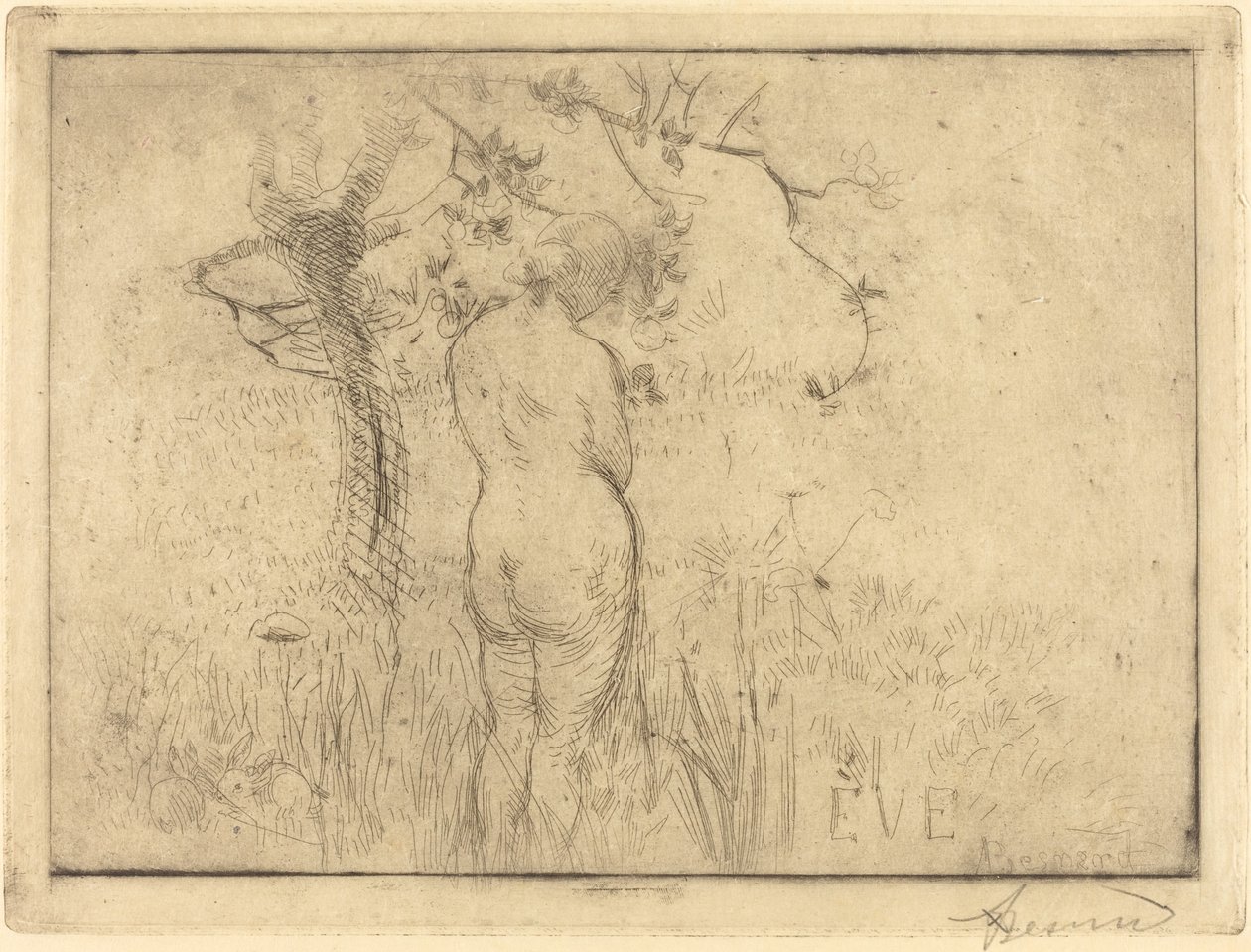 Ève de dos devant le pommier - Albert Besnard