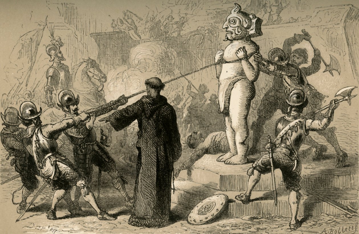 Espagnols détruisant des idoles mexicaines, 1877 - Albert Bobbett