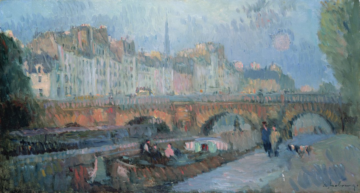 Le Pont Neuf et le Quai de la Monnaie, Paris - Albert Charles Lebourg