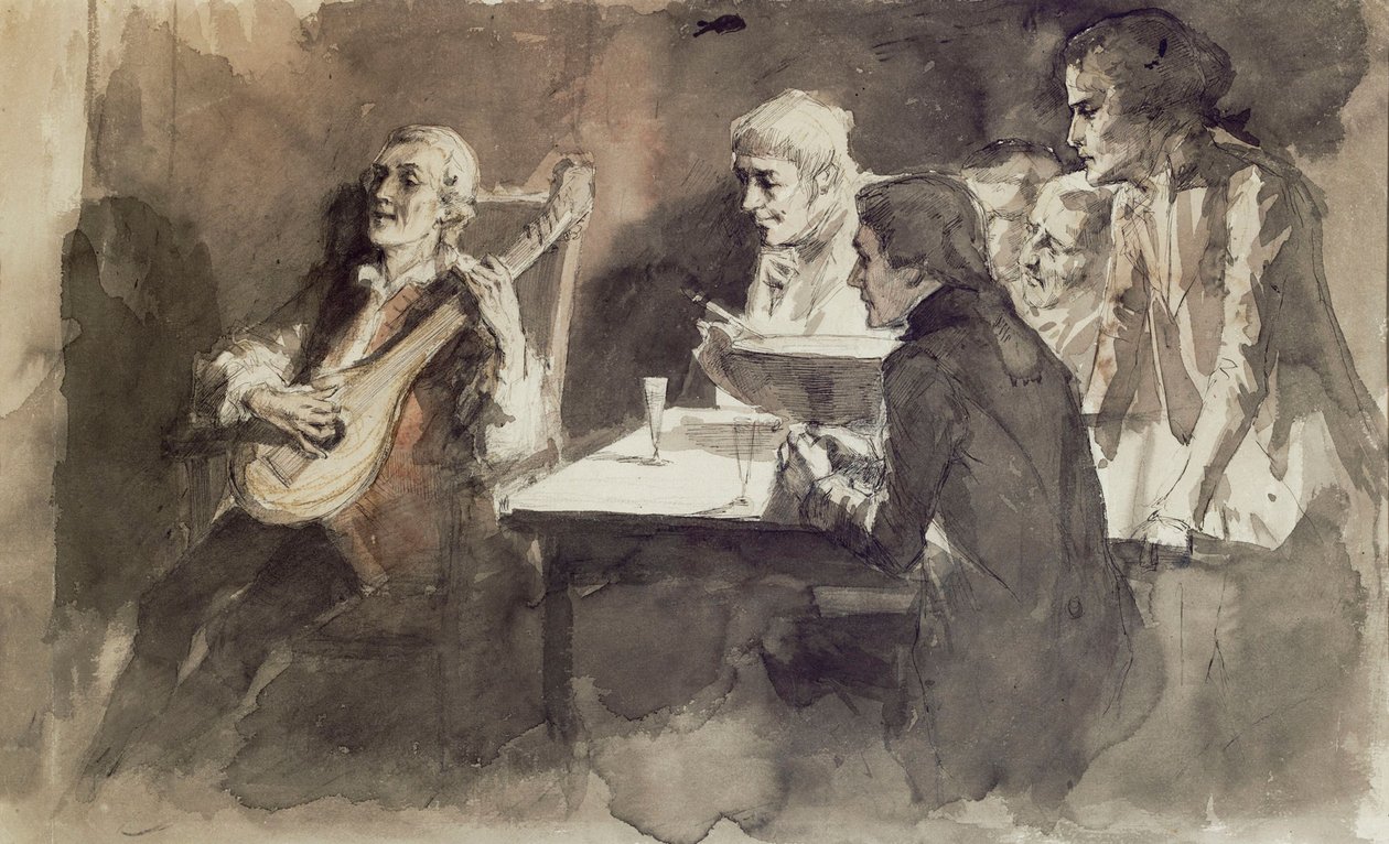 « Bellman chante pour ses amis une dernière fois », étude - Albert Edelfelt