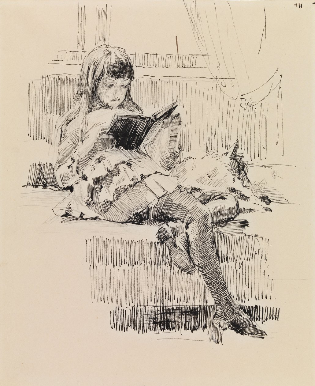 Berta Edelfelt, Étude pour le tableau « Chers amis (Berta et Capi) » - Albert Edelfelt