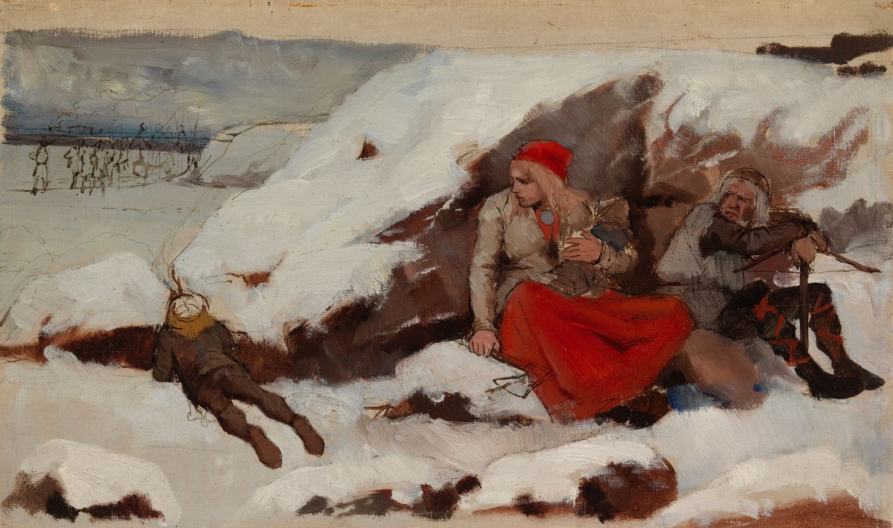 Village incendié, étude - Albert Edelfelt