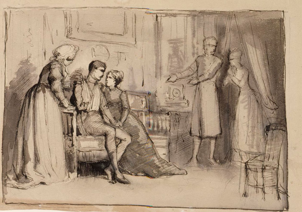 Le retour du capitaine, étude de composition. Illustrations pour *Julqvällen* (La veille de Noël) de J. L. Runeberg - Albert Edelfelt