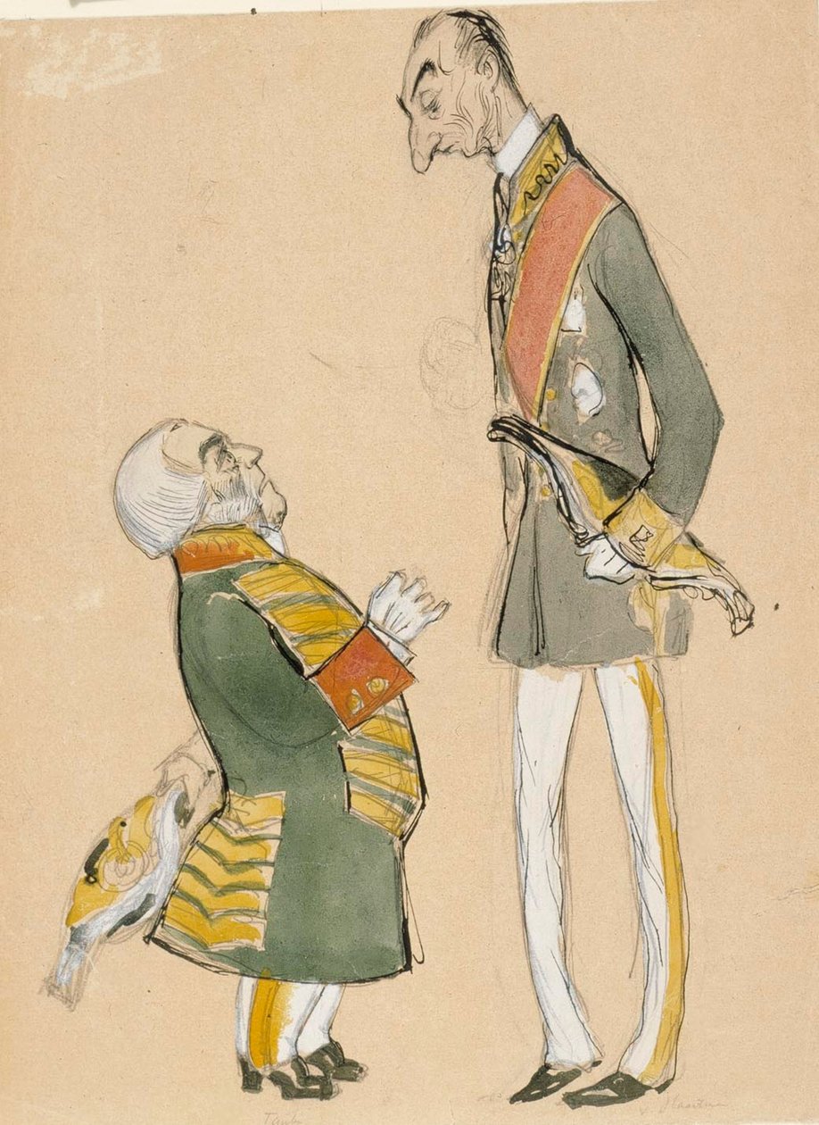 Caricature de von Haartman, président de la noblesse, et du baron Taube - Albert Edelfelt