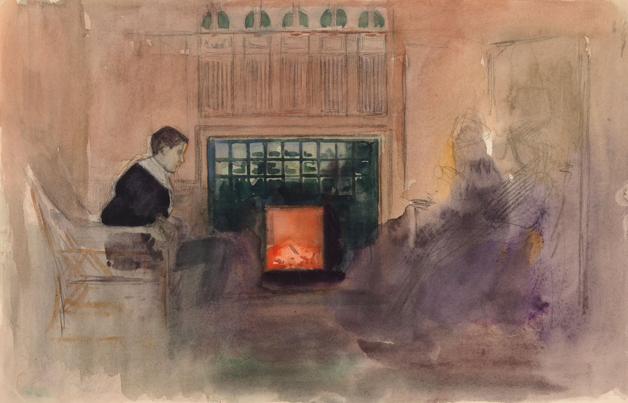 Erik Edelfelt, « Assis près du feu dans la villa de Kilo » - Albert Edelfelt