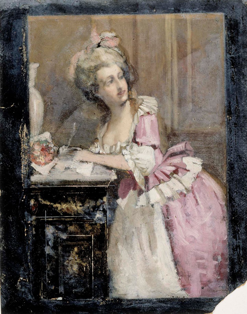 Femme écrivant, Étude n° 2 pour la « Dame rococo » - Albert Edelfelt