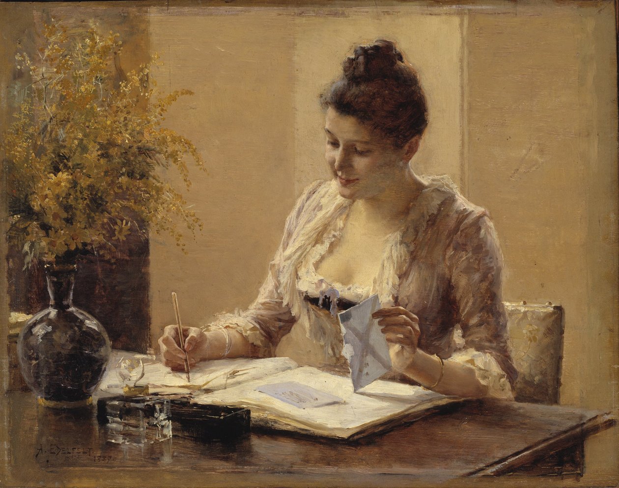 Dame écrivant une lettre - Albert Edelfelt