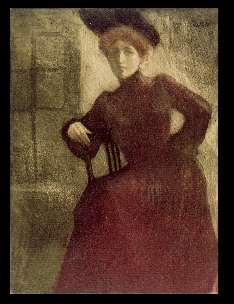 La Dame en rouge, Femme en robe rouge (Mlle Perrot) - Albert Edelfelt