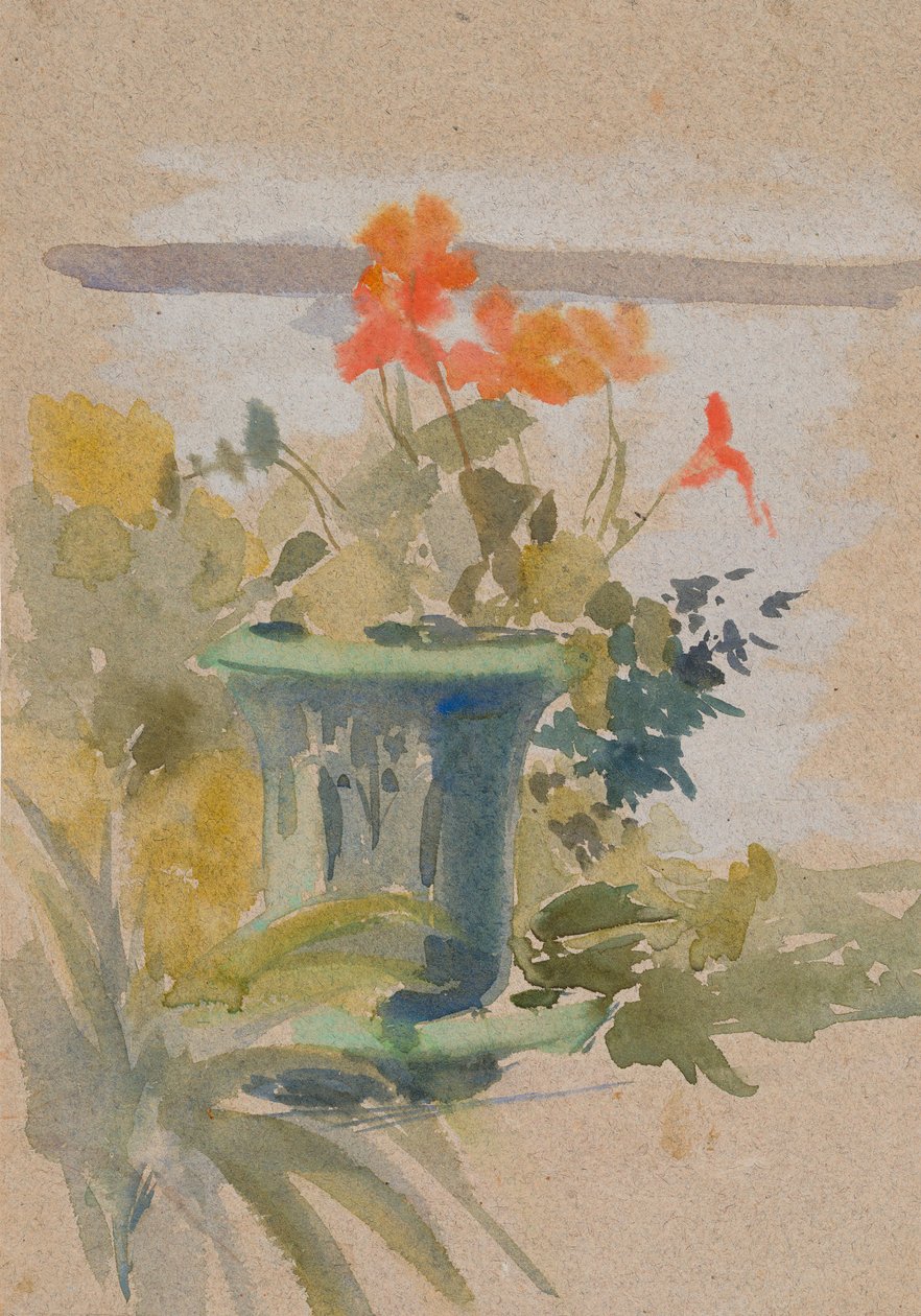 Pélargoniums sur la terrasse - Albert Edelfelt