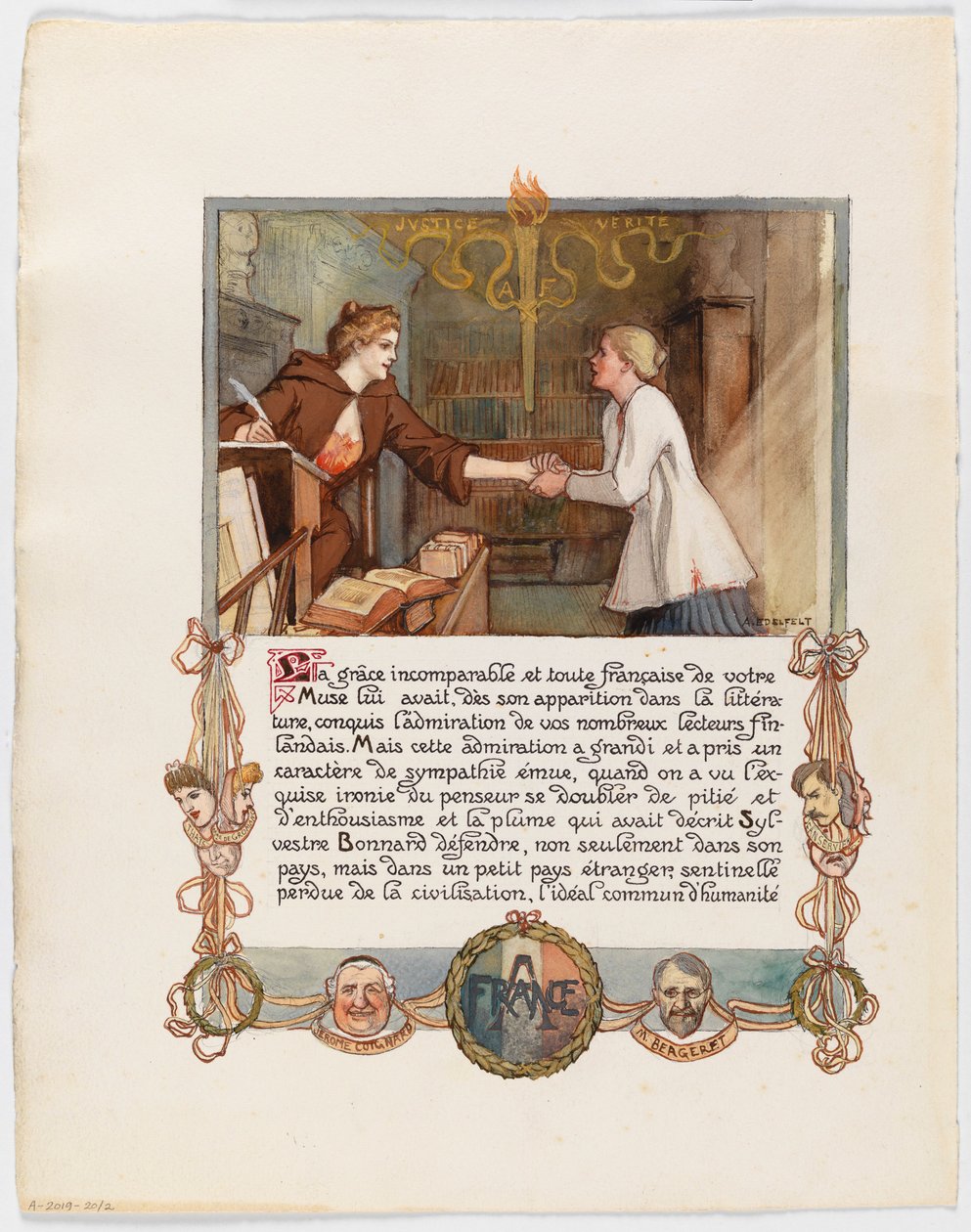 Pétition adressée à Anatole France, page 1/2 - Albert Edelfelt