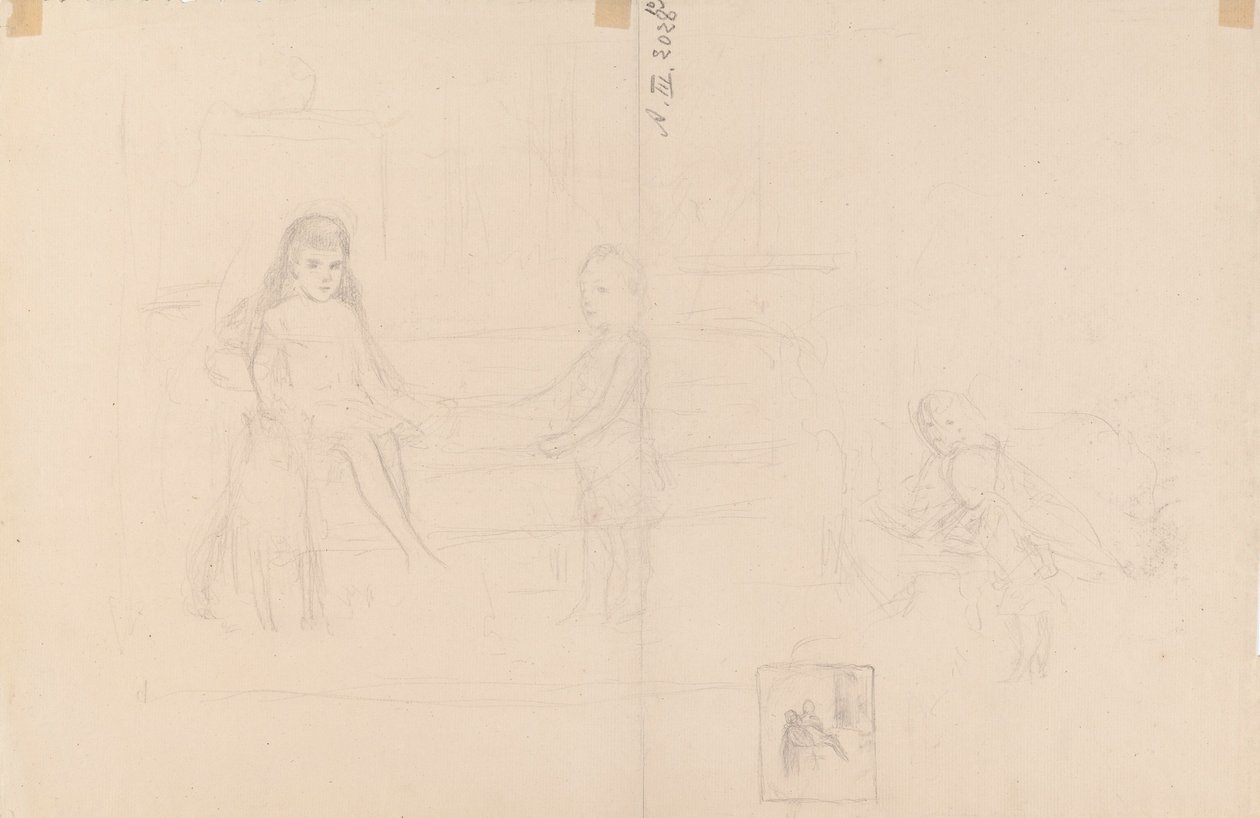 Esquisse représentant Michel et Xénia, les enfants du tsar Alexandre III - Albert Edelfelt