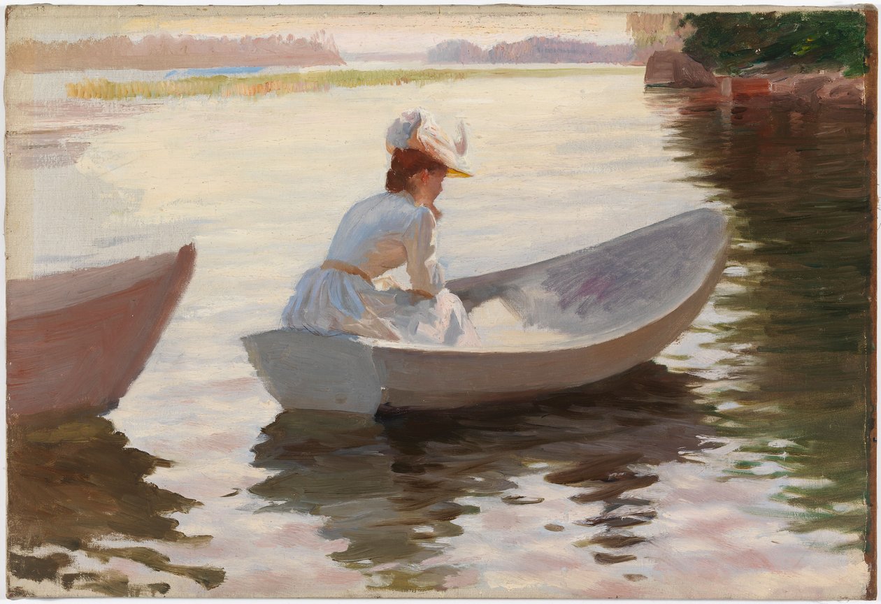 Femme dans une barque, étude pour Filles dans une barque - Albert Edelfelt