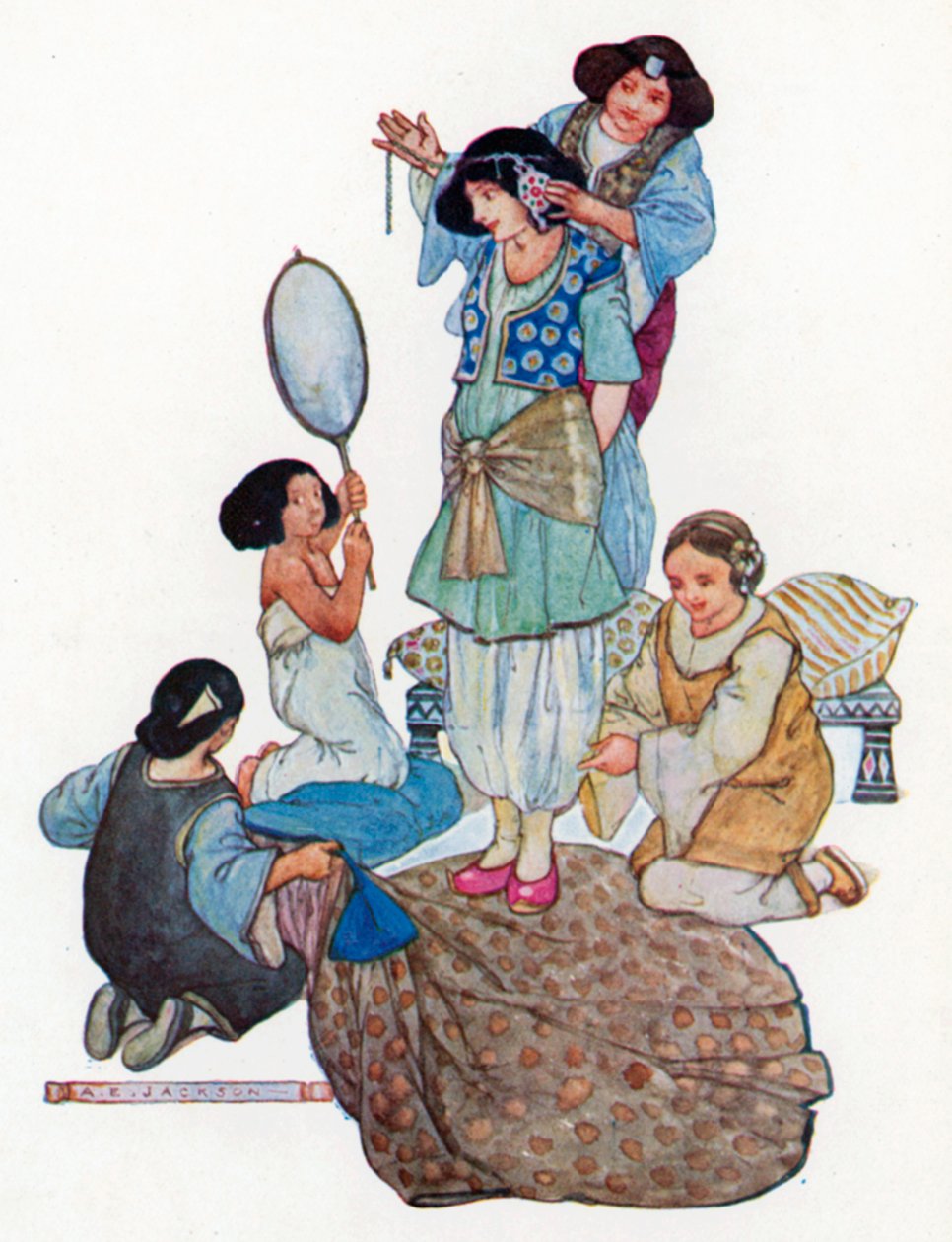 Elle a revêtu ses plus riches atours (lithographie couleur) - Albert Edward Jackson