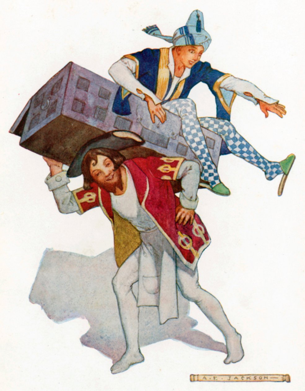 "Le couvercle du coffre ouvert" (lithographie couleur) - Albert Edward Jackson