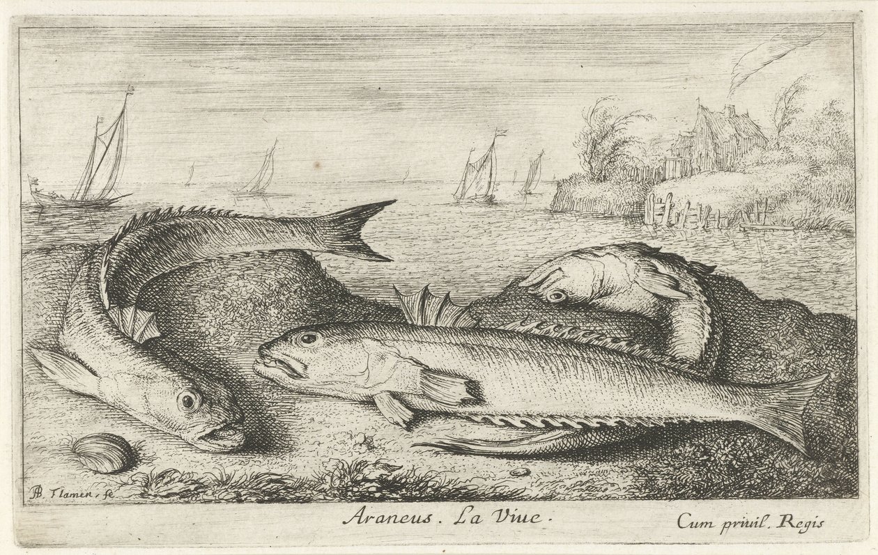 Trois poissons sur la plage - Albert Flamen