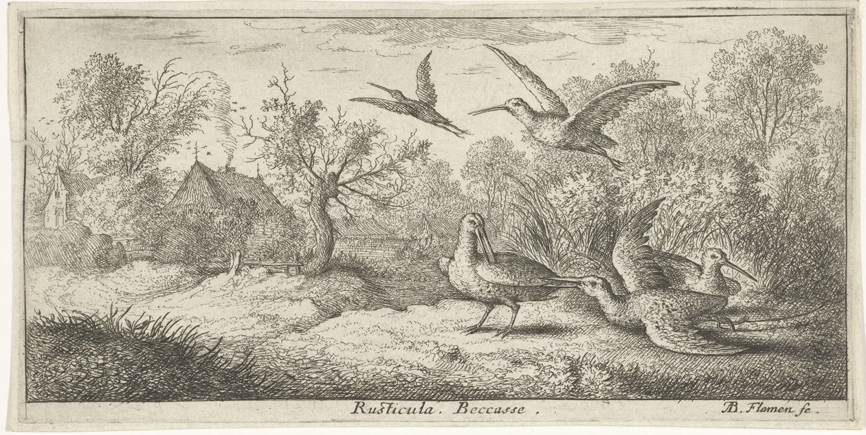 Paysage avec bécasses - Albert Flamen
