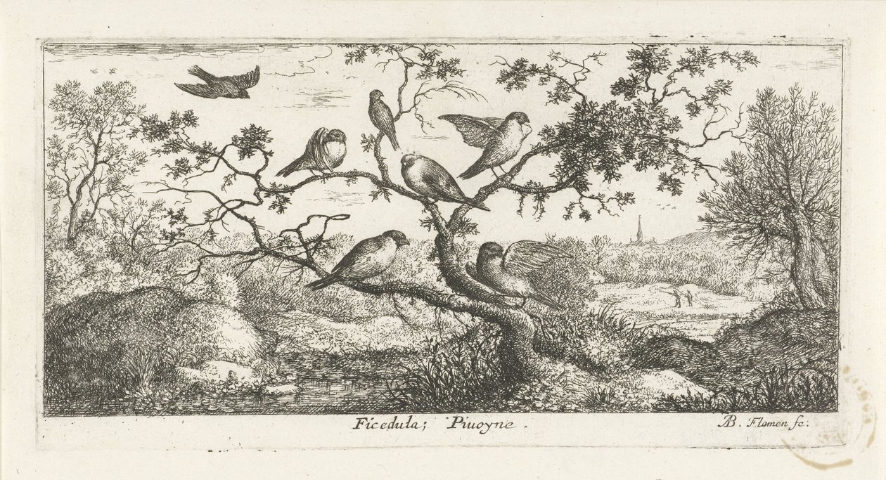 Paysage avec bécassines - Albert Flamen