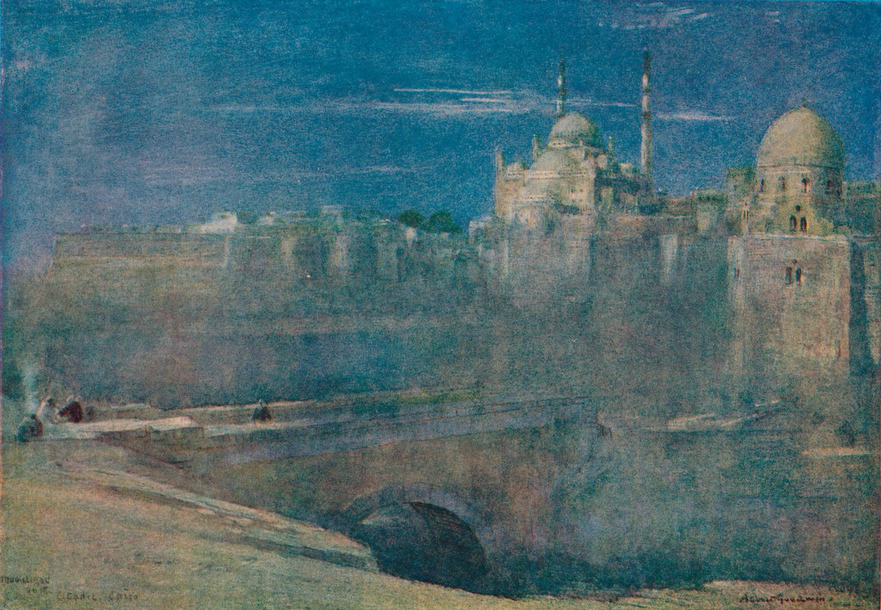 Clair de lune sur la citadelle, Le Caire, vers 1890 - Albert Goodwin