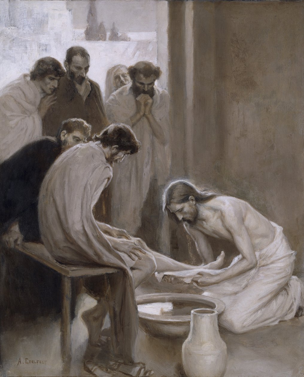 Jésus lavant les pieds de ses disciples, 1898 - Albert Gustaf Aristides Edelfelt