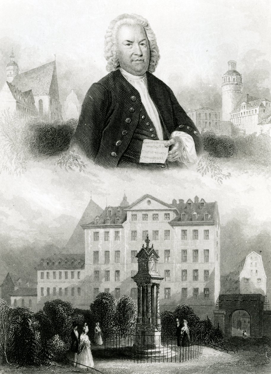 Portrait de Johann Sebastian Bach (1685-1750) et monument - Albert Henry Payne