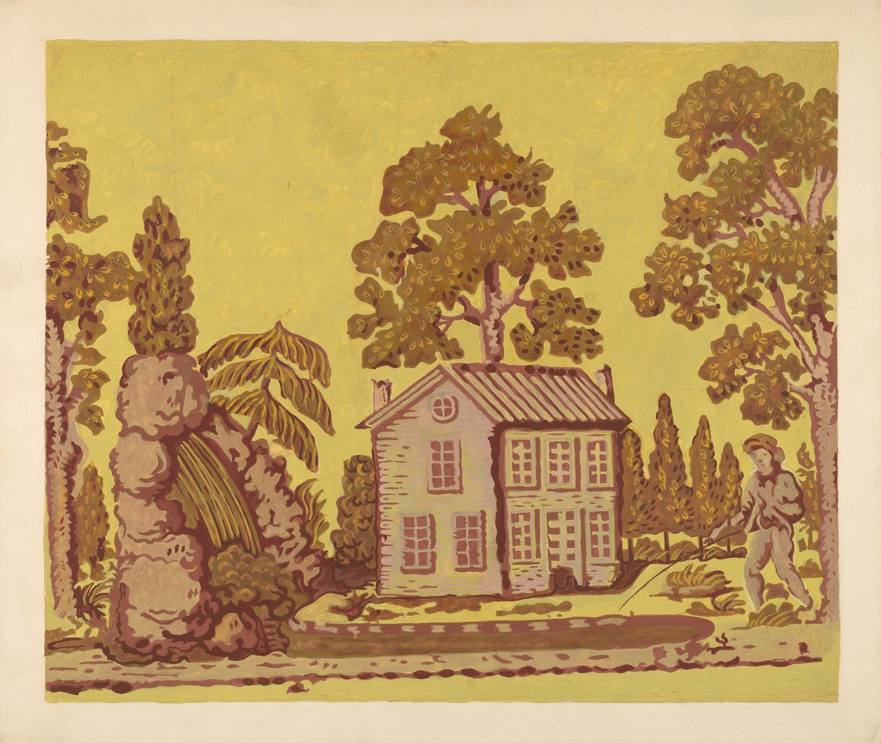 Papier peint utilisé comme couverture de boîte à chapeaux, vers 1937 - Albert J. Levone