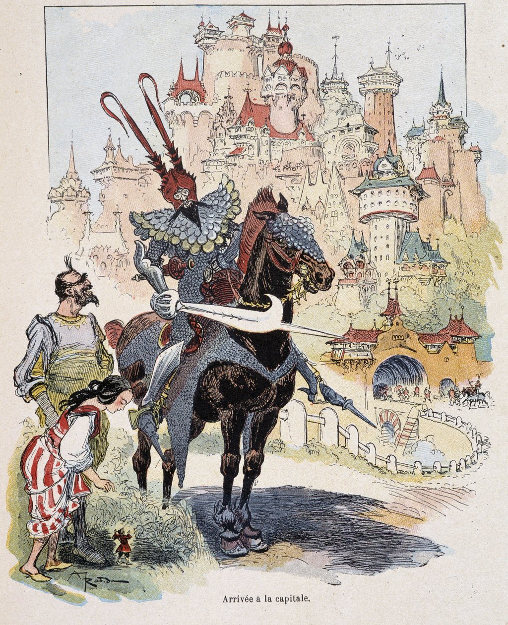 Arrivée à la capitale - dans « Voyages de Gulliver » par Swift, ill. par Robida - Albert Robida