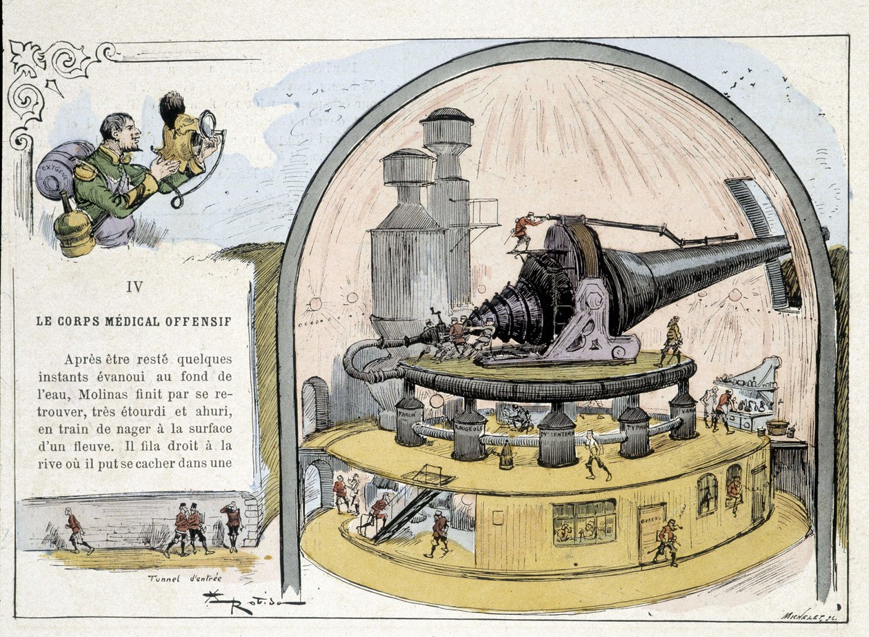 Canon futuriste - dans "La guerre au vingtième siècle" par Robida - Albert Robida
