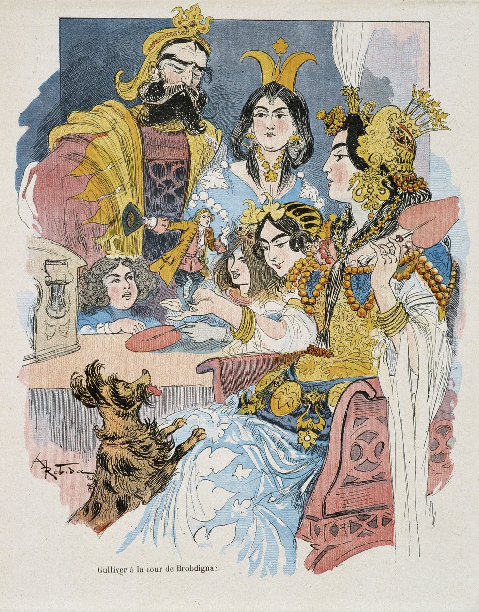 Gulliver à la cour de Brobdignac - dans «Voyages de Gulliver» par Swift, ill. par Robida - Albert Robida