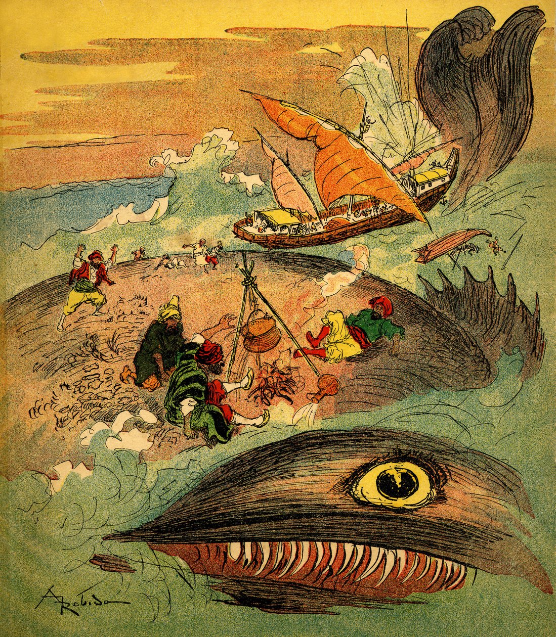 Sindbad le marin - conte des mille et une nuits - livre de 1948 racontant ses aventures (édition Fortin, collection Imagerie Merveilleuse de l