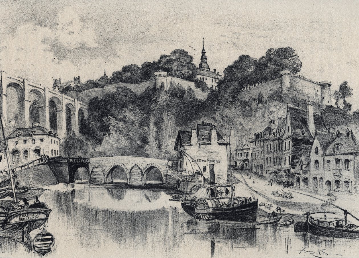 La ville de Dinan - La vieille France - La Bretagne - texte, dessins et lithographies, par Albert Robida (1848-1926) fin 19ème siècle - Albert Robida