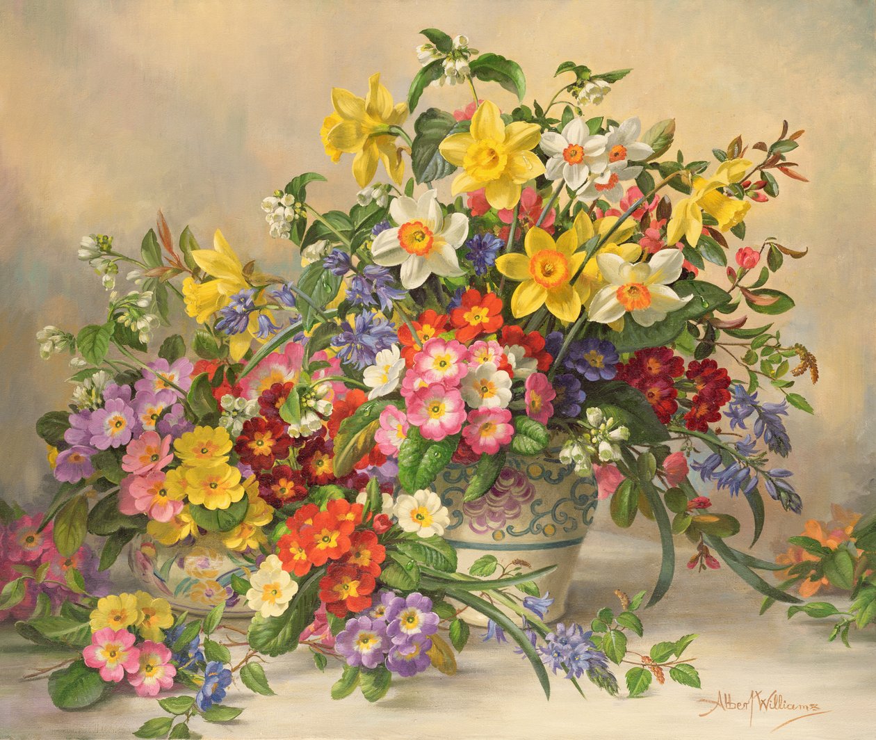 AB/296 Fleurs de printemps et poterie de Poole - Albert Williams