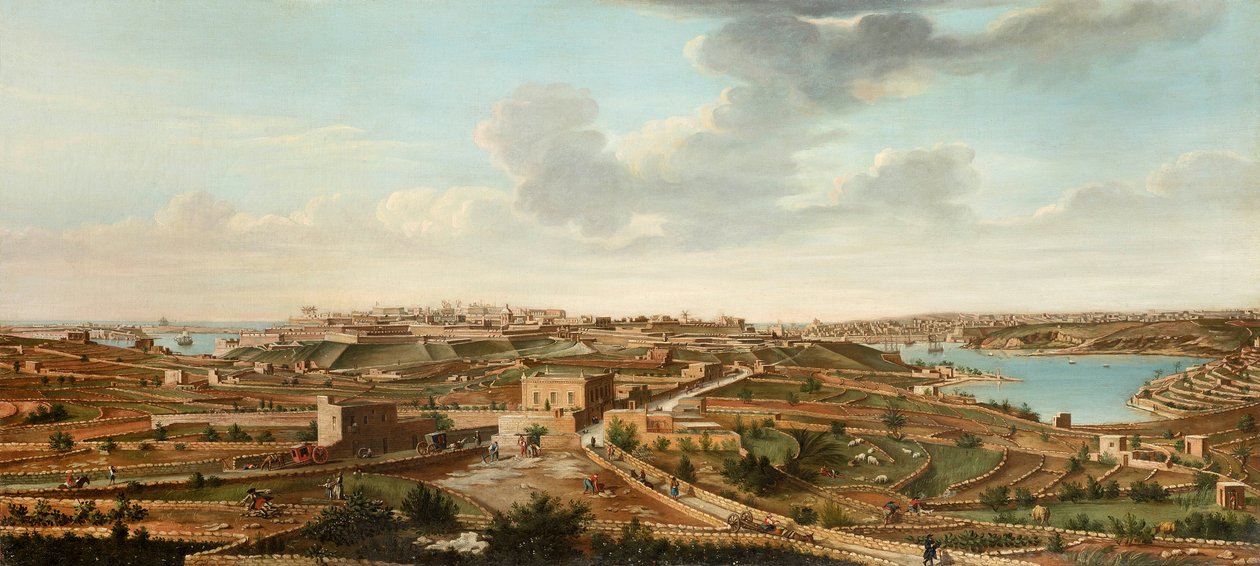 Une des sept vues de La Valette, Malte et ses environs, vers 1753 - Alberto Pullicino