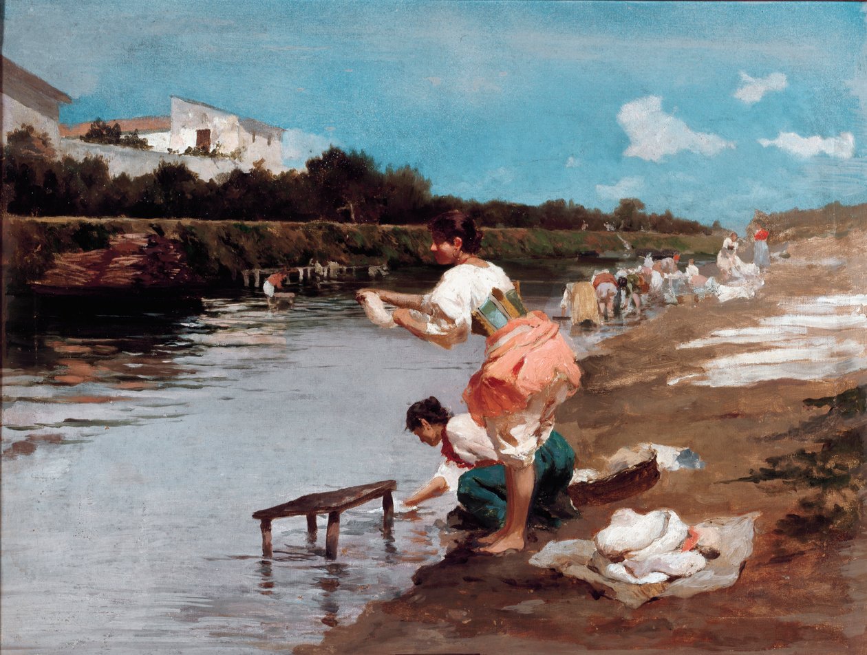 Blanchisseuses sur la rivière - Alberto Issel