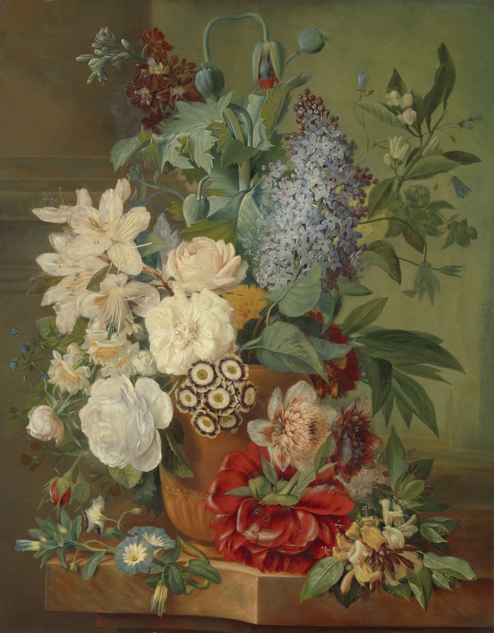 Fleurs dans un vase en terre cuite - Albertus Jonas Brandt