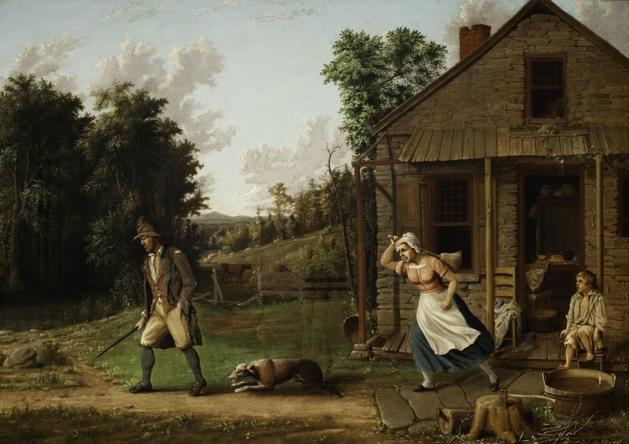 Rip Van Winkle chassé de chez lui par Dame Van Winkle, 1880 - Albertus D.O Browere