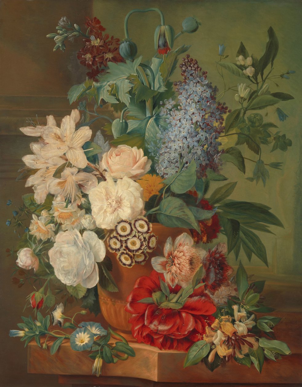 Fleurs dans un vase en terre cuite - Albertus Jonas Brandt